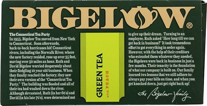 Bigelow Green Tea w/ Peach Tea Bags, 20 ct - Bloomnest