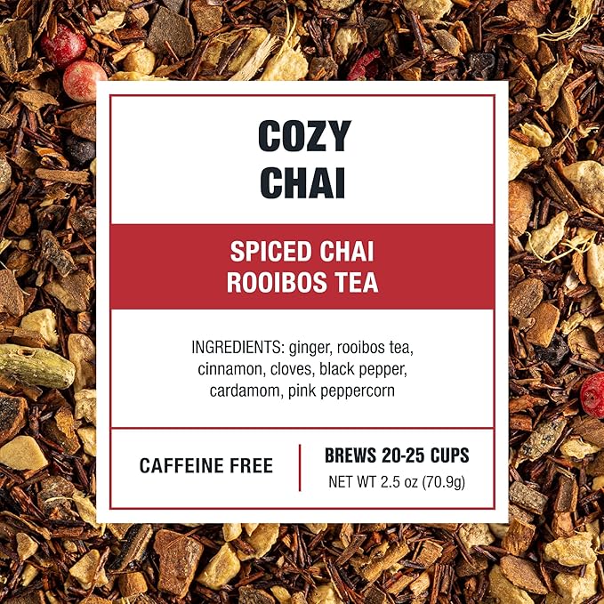Tiesta Tea - Cozy Chai, Loose Leaf, Spiced Chai Rooibos Tea, Premium Caffeine-Free Herbal Blend, Makes Hot or Iced & Up to 25 Cups, 2.5oz Resealable Pouch - Bloomnest