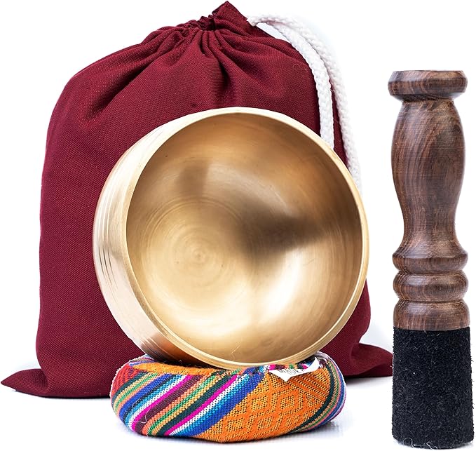 Authentic Tibetan Singing Bowl-Meditation Bowl with Cushion, Mallet and Carry Bag-Handcrafted in Nepal- best for Yoga, Chakra Healing, Mindfulness, and Stress Relief-Spiritual Gifts for Women and Men WellnessSoul