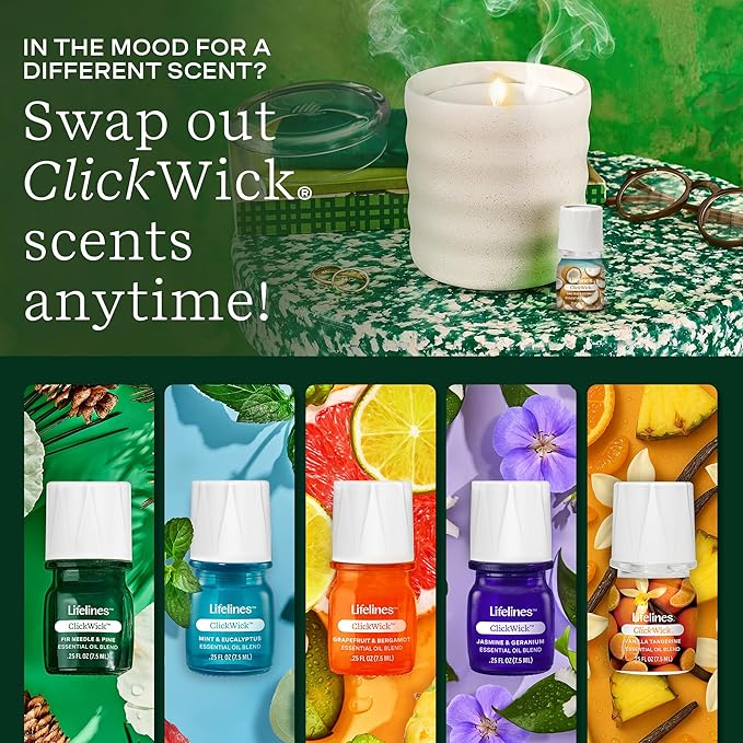 Lifelines ClickWick Essential Oil Blends for Lifelines Diffusers, 3-Pack Salted Coconut Set – Essential Oil Blend Refill for Candle, Plant & Shower Aromatherapy Diffuser – Fragrance for Diffusers - Bloomnest