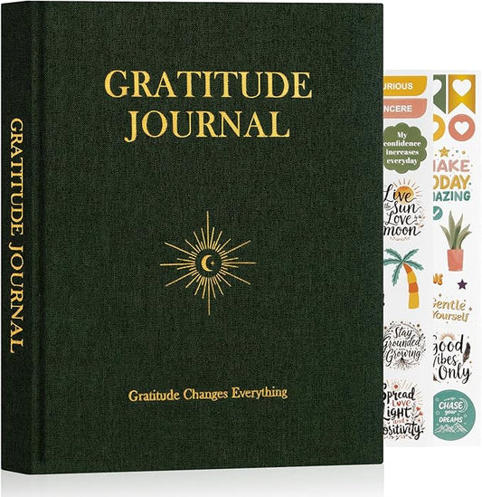 Lanpn Daily Gratitude Journal for Men Woman, 4 Month Mindfulness & Affirmation Planner, 7.8"x9.2" The 5 Minute Grateful Diary, Guided Reflection with Positivity Prompts Undated Notebook, Green - Bloomnest
