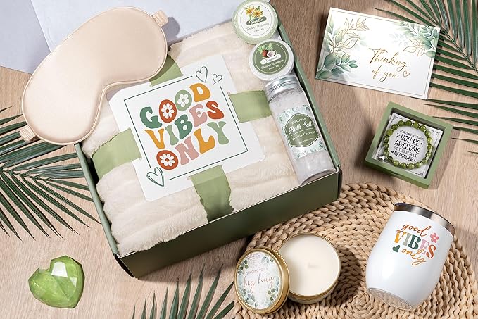Birthday Gifts for Women Self Care Gift, Get Well Soon Gift Baskets Relaxing Spa Care Package for Women with Blanket, Unique Valentines Day Gifts Idea for Her Wife Girlfriend Mom Mother Friend Sister - Bloomnest