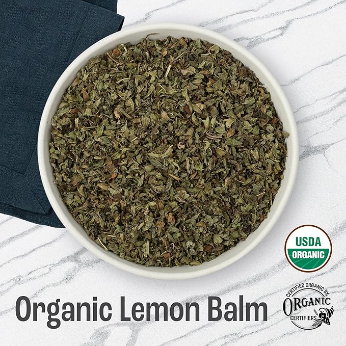 J Mac Botanicals Organic Lemon Balm (4 oz), Loose Leaf Tea, Dried Lemon Balm Tea, herbal Infusion, Lemon balm leaves, melissa officinalis tea, Certified USDA Organic - Bloomnest