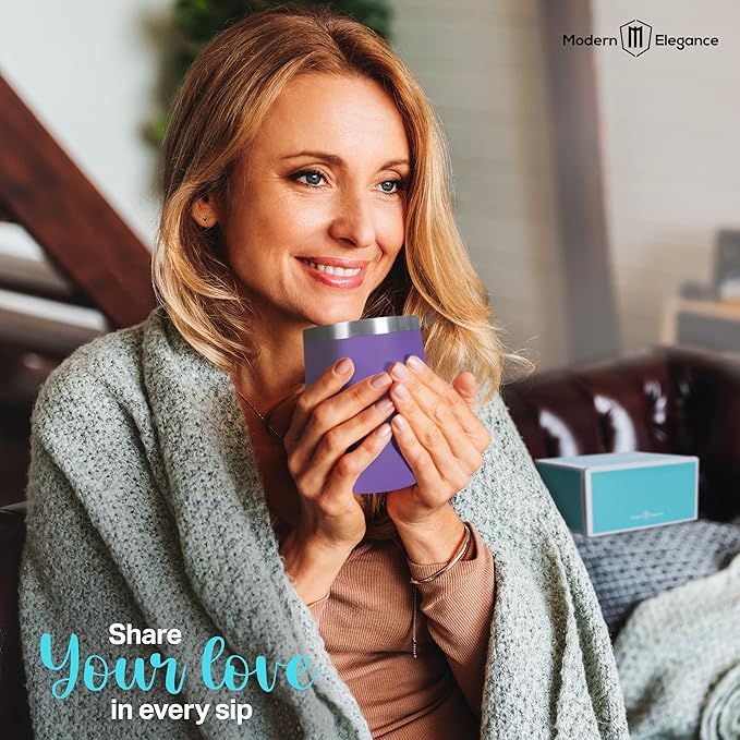 Modern Elegance Tea Gift Set, Includes 15 Teas, Stainless Steel Tumbler, Honey Straws, Tea Spoon Squeezer, Squirrel Tea Bag Holder (Purple) - Bloomnest