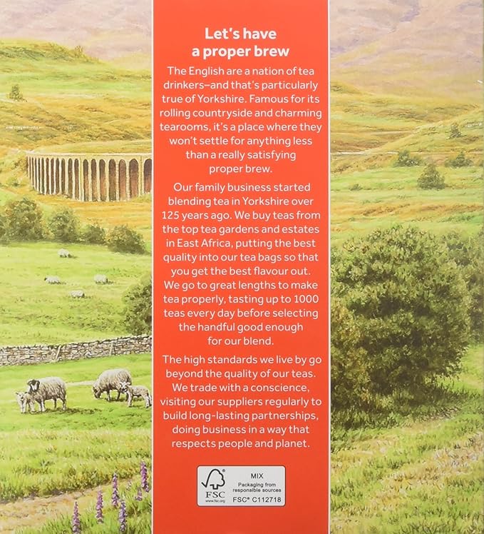 Yorkshire Tea, Red, Black Tea, String and Tagged Bags, 100 Count (Pack of 4), Refreshing, Satisfying, and Strong, Classic British Breakfast Blend, Caffeinated, Enjoy Hot or Iced, 400 Teabags Total - Bloomnest
