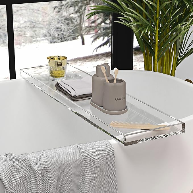 Durable Clear Acrylic Towel Tray,Lucite Bathtub Caddy-82cm or 32.3inch Long - Bloomnest