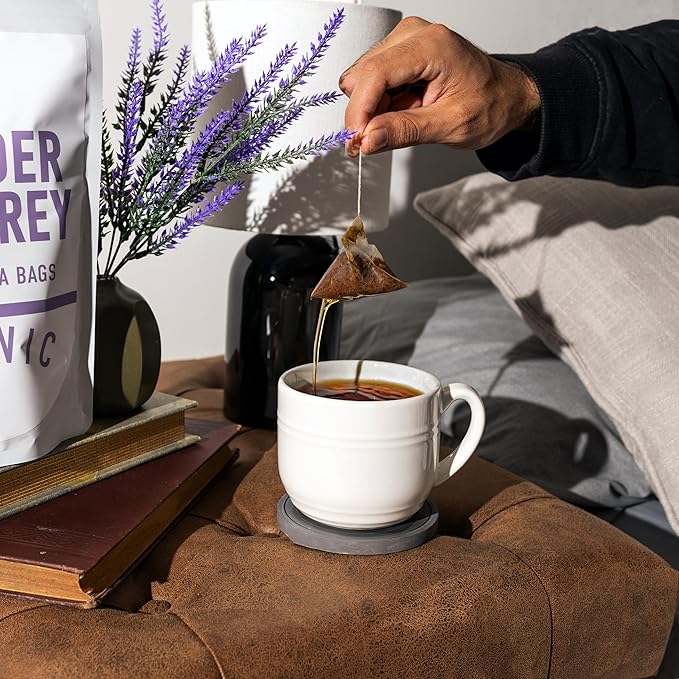 Lavender Earl Grey Black Tea - 100% Certified Organic - 50 Pyramid Tea Bags Sachets in a Resealable Bag - Bloomnest