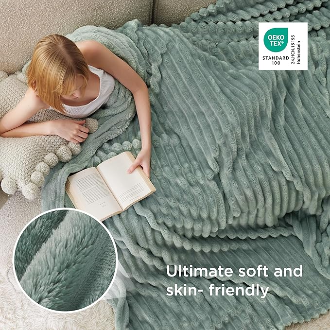 Bedsure GentleSoft Sage Green California King Size Blanket for Bed - Cozy Soft Blankets for Women, Cute Large Throws for Girls, 102x96 Inches - Bloomnest