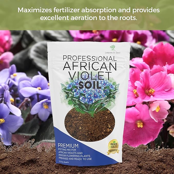 Professional African Violet Plant Soil | Premium All Purpose Blend | Large 2.2 Quarts | Ready to Use for Indoor Flowering Plants | Peat Moss, Coco Coir, Perlite, Dolomite | Made in USA - Bloomnest