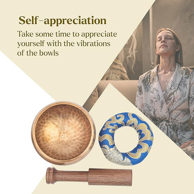 Tibetan Singing Bowl Set - Authentic Cuencos Tibetanos for Sound Healing, Meditation & Chakra Balancing - Includes Random Color Cushion, Mallet-Unique Spiritual Gifts for Women and Men 3.75" Bowl - Bloomnest