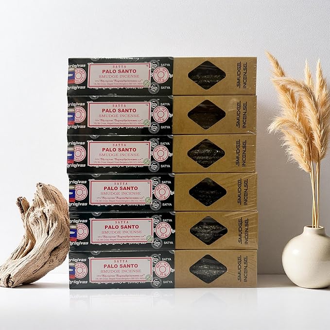 Satya Smudge Incense Stick – Hand-Rolled Indian Masala Incense for Meditation, Yoga & Spiritual Cleansing Pack of 6 (Palo Santo) Satya