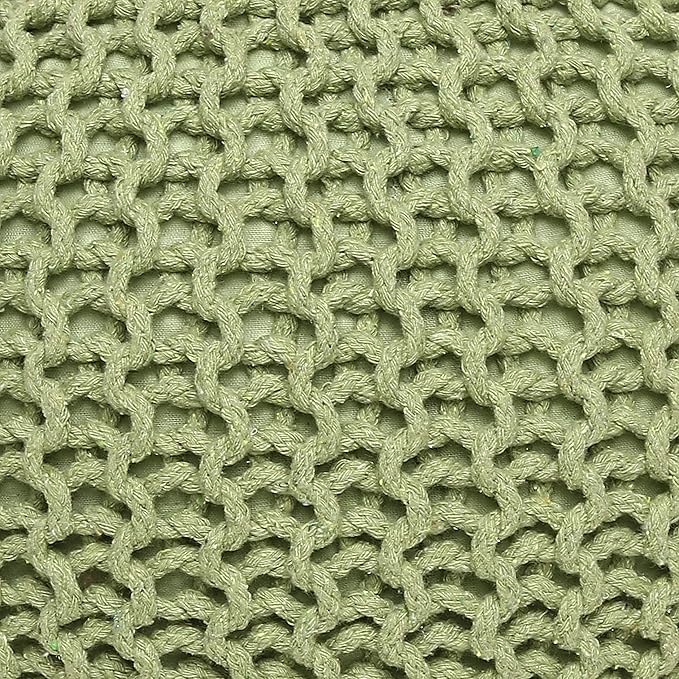 REDEARTH · Round Pouf Foot Stool Ottoman - Cotton Knitted Cord Boho Pouffe - Cable Poof Filled Footrest Stuffed for Living Room - Nursery - Bedroom - Patio - Lounge (19.5"x19.5"x14") - Kiwi - Bloomnest