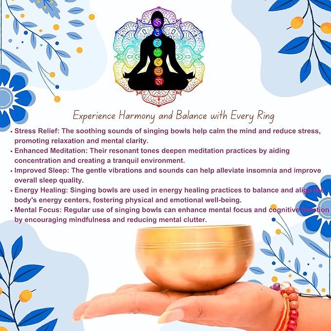 Authentic Tibetan Singing Bowl-Meditation Bowl with Cushion, Mallet and Carry Bag-Handcrafted in Nepal- best for Yoga, Chakra Healing, Mindfulness, and Stress Relief-Spiritual Gifts for Women and Men WellnessSoul
