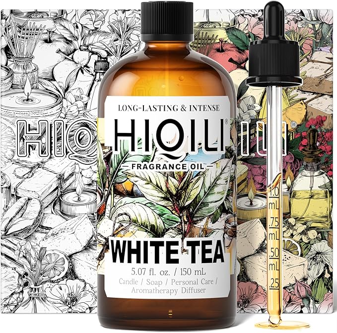 HIQILI White Tea Fragrance Oil for Essential Oil Diffuser, DIY Candle & Soap Making, Blend to Perfume & Air Freshener Spray - 5.07 Fl Oz HIQILI