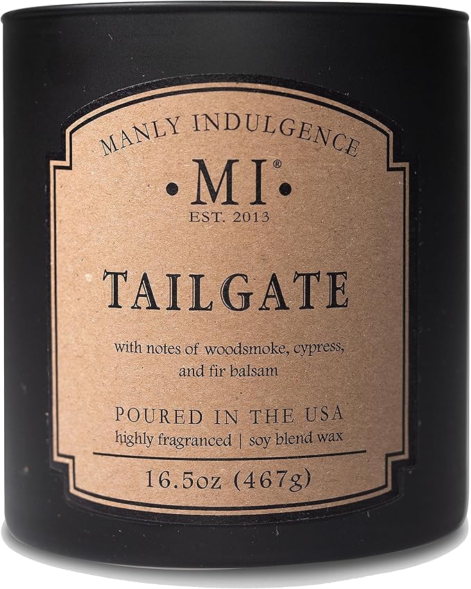 Manly Indulgence Tailgate Scented Candles for Men, 2 Wick, 16.5 oz Premium Soy Blend Wax, 60H Burn, Candles for Home Scented - Made in The USA - Bloomnest