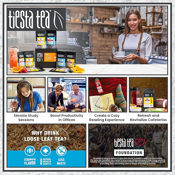 Tiesta Tea - Fireberry Cranberry Hibiscus Rooibos Tea | Loose Leaf | Premium Non-Caffeinated Rooibos Blend | Make Hot or Iced & Brews Up to 50 Cups | 30oz Refillable Tin, Pack of 6 - Bloomnest