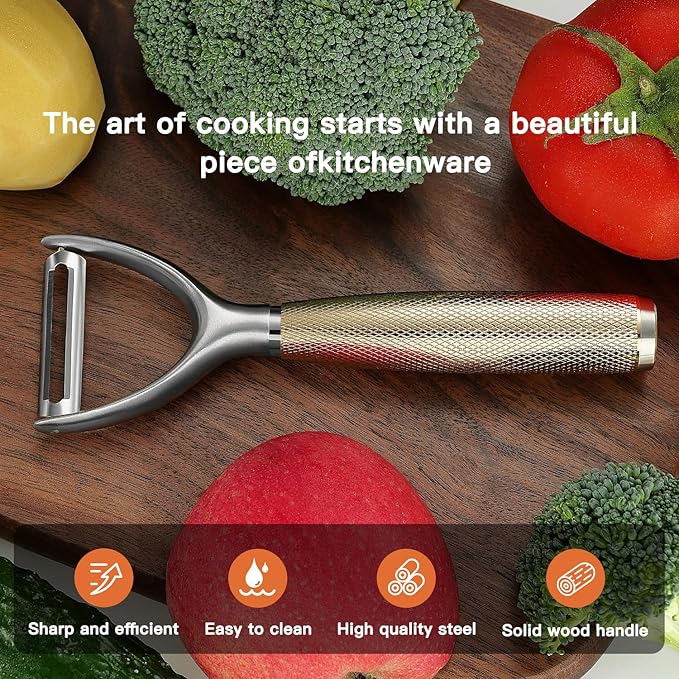 KULUNER Luxury Y-Type Vegetable Peeler – 24K Gold Plated Handle, 304 Stainless Steel Ultra Sharp Blade, Ideal for Potatoes, Apples, and Other Fruits & Vegetables - Bloomnest