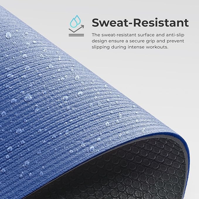 Sunny Health & Fitness Non-Slip Yoga Mat – Durable, Anti-Tear, Lightweight, Cushioned Support for Yoga, Pilates, Stretching Exercises, Meditation and Floor Workouts | Multiple Sizes & Colors - Bloomnest
