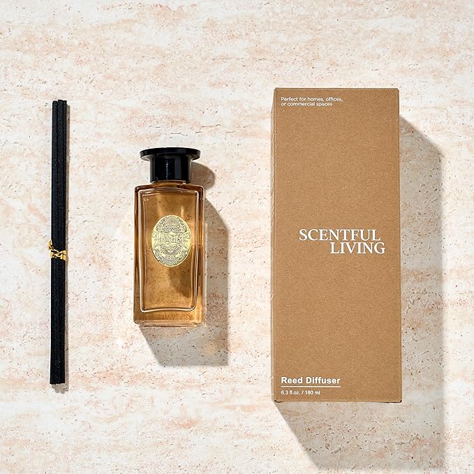 M&SENSE 6.3 oz Large Reed Diffuser Set | Creamy Vanilla Scent Oil Diffuser with Sticks | Hotel Collection Non-Toxic Essential Oil |for Bedroom Bathroom Living Room MSENSE