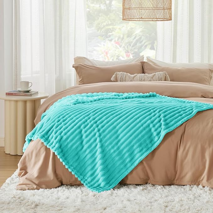 Bedsure GentleSoft Blue Fog Fleece Blanket for Couch - Cozy Soft Blankets for Women, Cute Small Throws for Girls, 60x80 Inches - Bloomnest