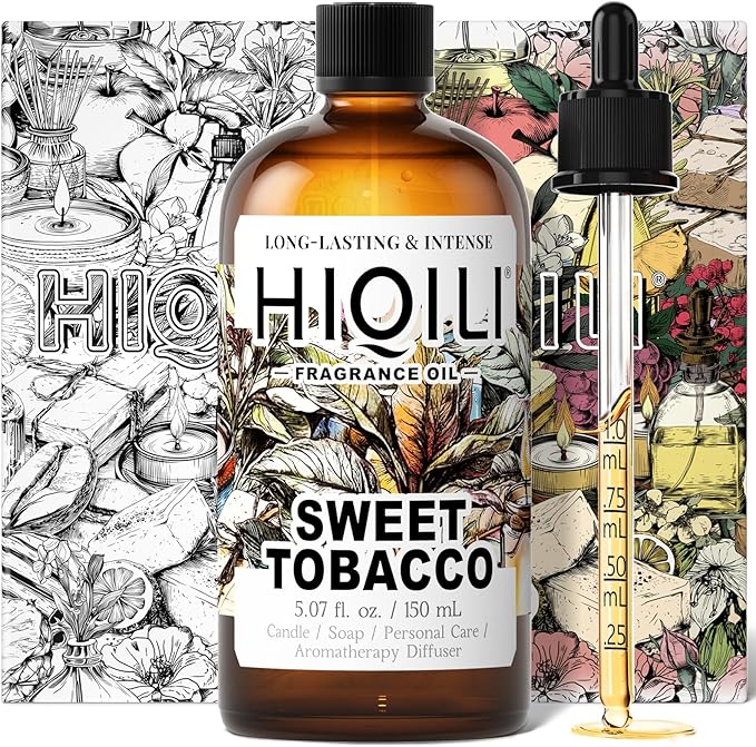 HIQILI Sweet Tobacco Fragrance Oil for Home Essential Oil Diffuser, Candle, Soap, Perfume & Body Scrubs Making, Rich Scent - 5.07 Fl Oz - Bloomnest