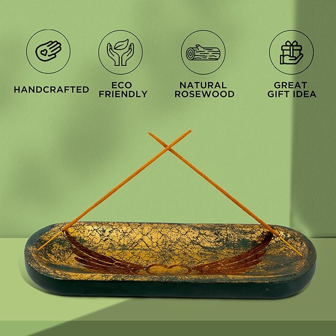 raajsee Incense Holder Hand Carved-Incense Burner Holder –Ash Catcher - Incense Stick Holder - Meditation & Yoga - Great Gift for Any Occasion Size 11x4 inch - Bloomnest