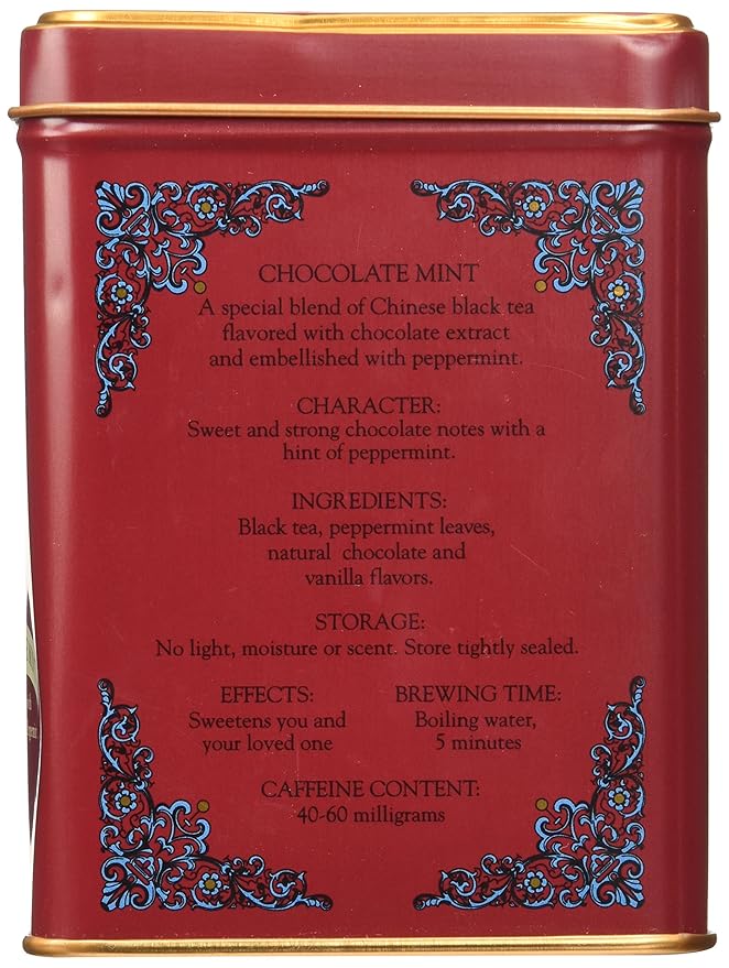 Harney and Sons Chocolate Mint, Flavored Black Tea - 20 Sachets per Tin (Pack of 2) - Bloomnest