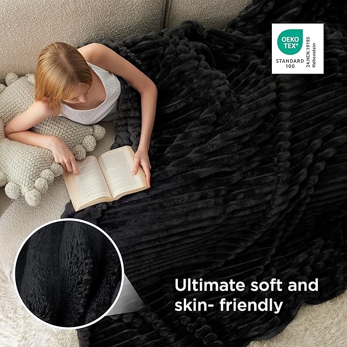 Bedsure GentleSoft Black California King Size Blanket for Bed - Cozy Soft Blankets for Women, Cute Large Throws for Girls, 102x96 Inches - Bloomnest