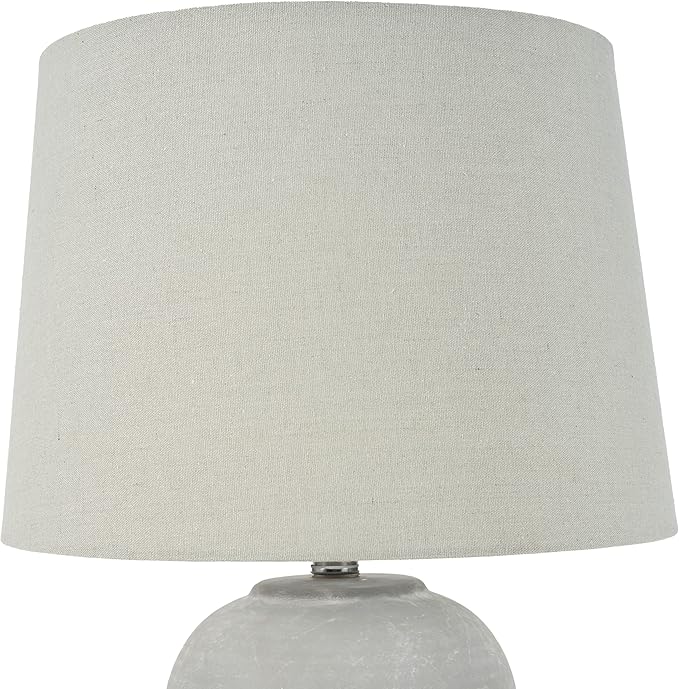 Nourison Home 23" Vintage Grey (White Washed) Ceramic Pot Table Lamp for Bedroom, Living Room, Dining, Office, with Grey Shade - Bloomnest