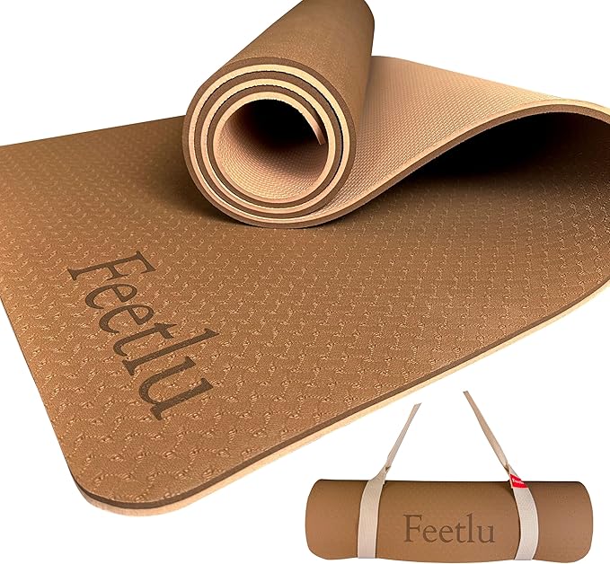 Extra Thick Exercise Yoga Mat with Strap - 2/5 Inch (10MM), Non-Slip Workout Mat for Yoga, Pilates, and Floor Exercises - Bloomnest