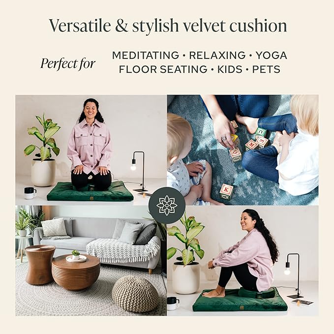 Mindful & Modern Zabuton Meditation Mat - Cotton Filled Yoga and Meditation Pad - Zabuton Meditation Cushion for Kneeling and Sitting Support - Large Rectangular Sitting Floor Pillow for Bench or Zafu - Bloomnest