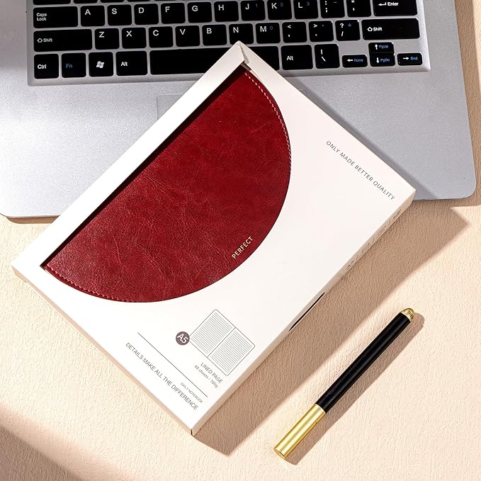 CAGIE Lined Journal for Women, 100GSM Leather Journals for Writing with Buckle Closure,A5 Hardcover Diary Journaling Notebooks for Business Work School Note Taking 5.9" x8.59 (Red) - Bloomnest