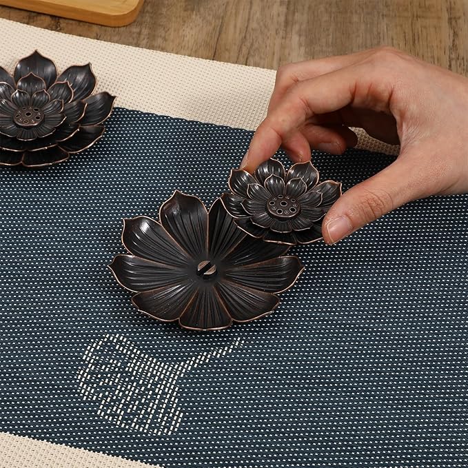 2 Pcs Lotus Incense Holder Lotus Incense Stick Holder Burner for Home Fragrance Yoga Sauna SPA Vintage Flower Shaped Multihole Holders for Stick 3.5× 3.5 Inches Women Festival Gifts - Bloomnest