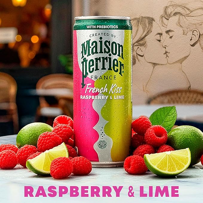 Maison Perrier French Kiss Sweetened Sparkling Juice Beverage, Raspberry & Lime Flavors With Real Fruit Juices, 24Pk - Bloomnest