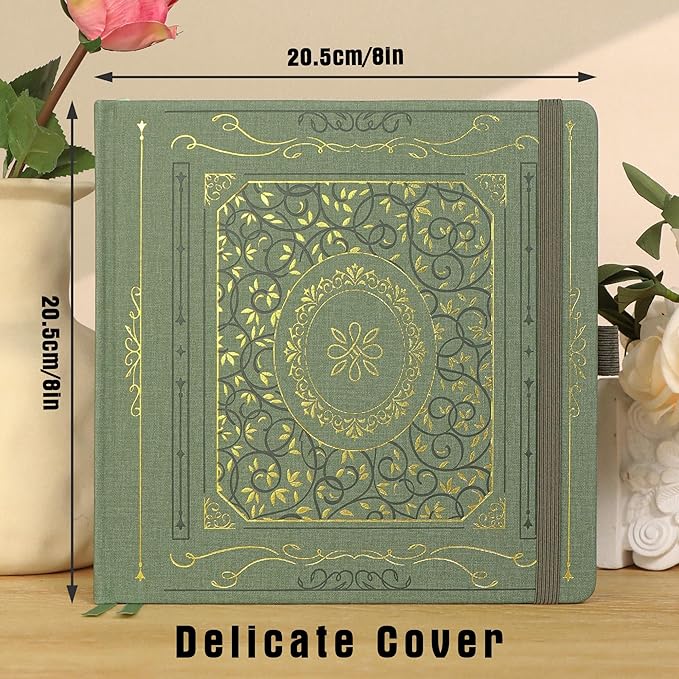 TIEFOSSI Dotted Journal Notebook, Dot Grid Notebook for Women Men, Hardcover PU Leather Journal, 160 GSM Thick Paper, 160 Numbered Pages with Gold Edges, 8 x 8 Square Diary - Bloomnest