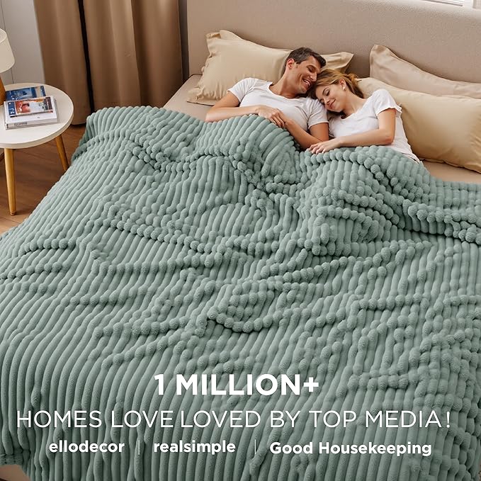Bedsure GentleSoft Large Fleece Blanket for Bed - Cozy Soft Throw Blankets for Women, Cute Large Throws for Girls, Sage Green, 120x120 Inches - Bloomnest