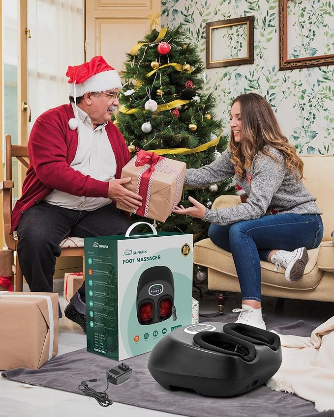 Snailax Foot Massager with Heat, Shiatsu Foot Massager Machine for Plantar Fasciitis, Adjustable Vibration & Pressure for Neuropathy Pain, Women Men Gifts, Fits Up to 13" - Bloomnest