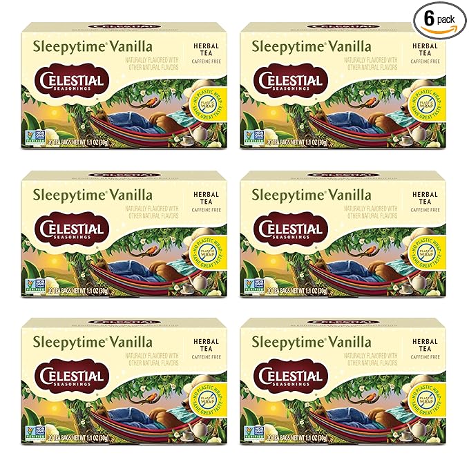 Celestial Seasonings Sleepytime Herbal Tea, Vanilla, Caffeine Free Sleep Tea, 20 Tea Bags Per Box (Pack of 6) - Bloomnest