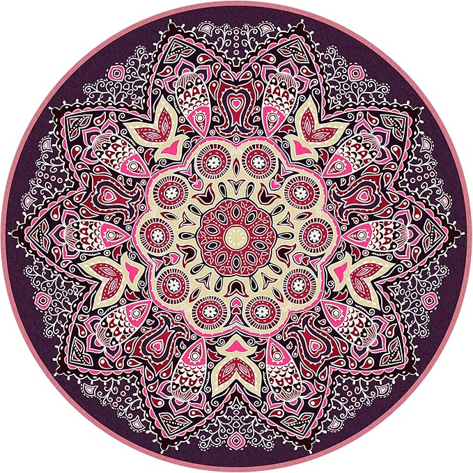 Knsbk Large Round Yoga Mat 4.6'X3.5mm for Exercise Premium Extra Thick, Ultra Comfortable, Non Slip, Meditation Mat - Bloomnest