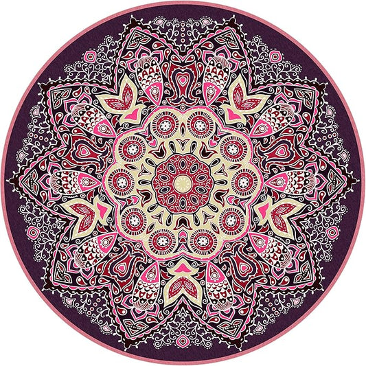 Knsbk Large Round Yoga Mat 4.6'X3.5mm for Exercise Premium Extra Thick, Ultra Comfortable, Non Slip, Meditation Mat - Bloomnest
