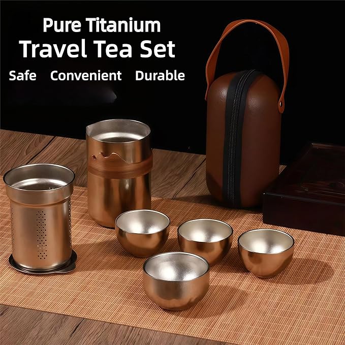 Chinese Kung Fu Tea Set - Pure Titanium Alloy Portable Teapot Set with Tea Strainer, Travel Storage Gift Box, Perfect for Home, Travel, Gifting, Outdoor & Office Use - Bloomnest