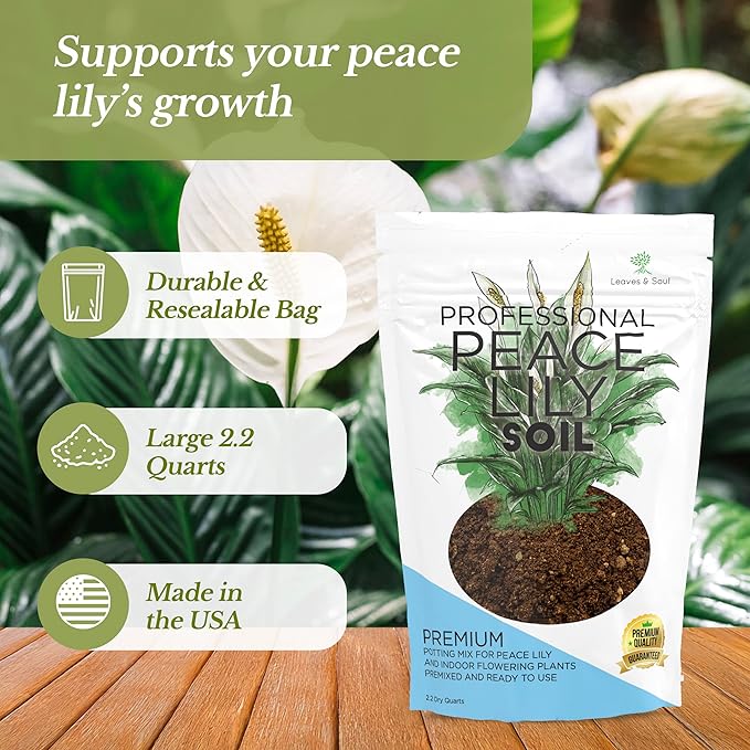 Professional Peace Lily Soil | Large 2.2 Quarts Ready to Use for Peace Lily Plants | Peat Moss, Coco Coir, Perlite, Dolomite | Made in USA - Bloomnest