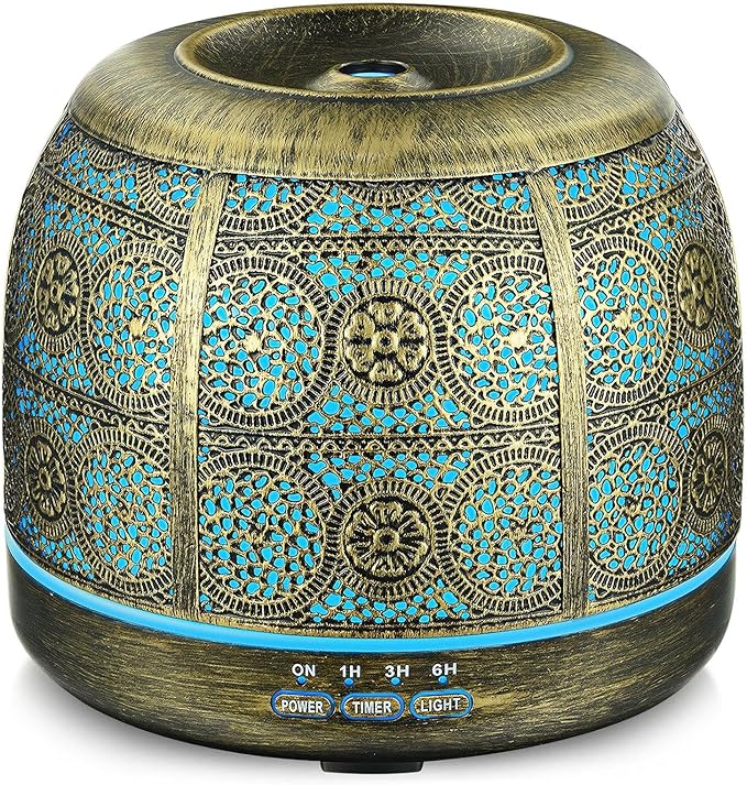 ARVIDSSON Essential Oil Diffuser, 500ml Aromatherapy Diffuser for Home, Ultrasonic Diffusers for Essential Oils, Metal Oil Diffuser with Mist Timer and Color Mood Light, Gift for Women and Men - Bloomnest