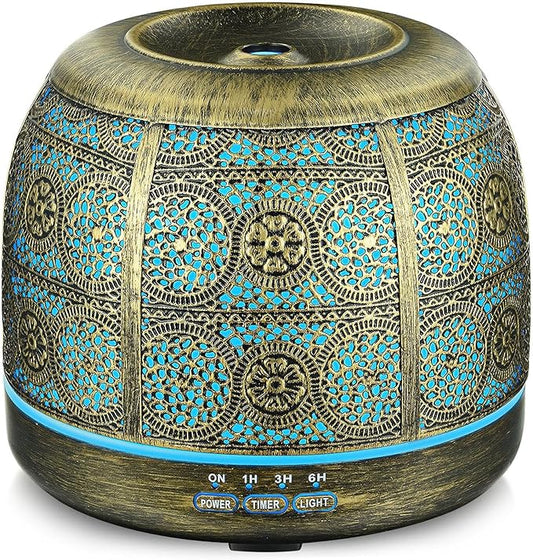 ARVIDSSON Essential Oil Diffuser, 500ml Aromatherapy Diffuser for Home, Ultrasonic Diffusers for Essential Oils, Metal Oil Diffuser with Mist Timer and Color Mood Light, Gift for Women and Men - Bloomnest