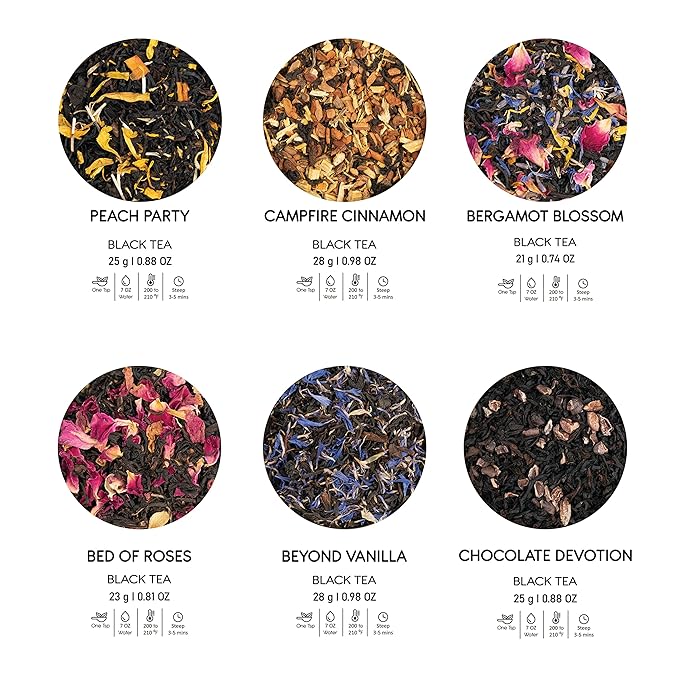 BREWIX, Discover Bliss Premium Assorted Tea Gift Set for Women (6 Premium Teas / 75+ Cup) | Tea Gift Sets For Tea Lover | Tin Caddy Presentation Box | Gifts for Her | Gifts for Women - Bloomnest