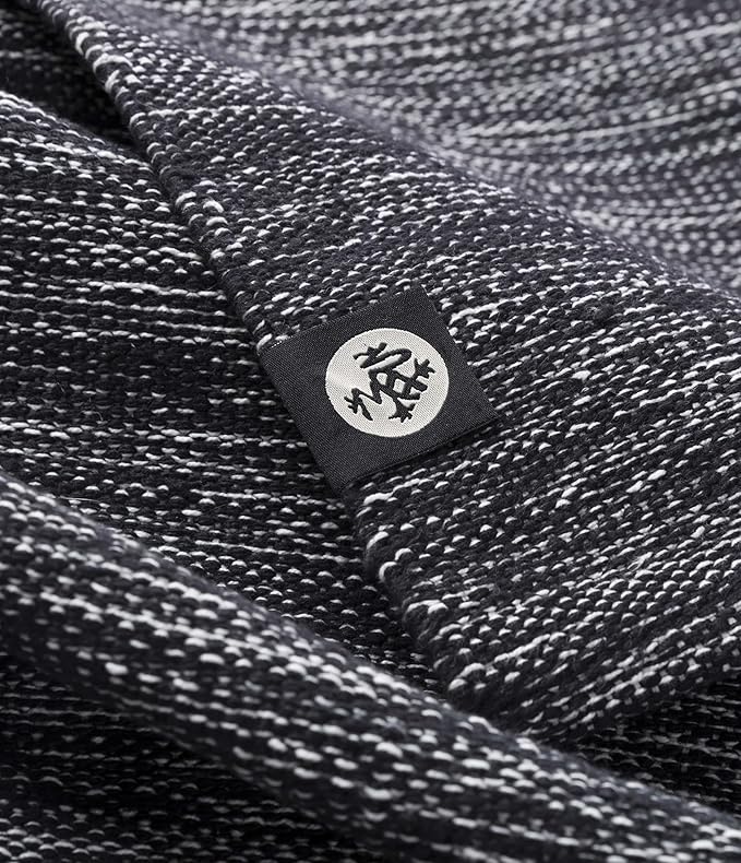 Manduka Shala Yoga Rug 71" - Outdoor Yoga & Meditation | Foldable & Machine Washable | Natural Cotton | Handmade | 71 x 26 inches | Black Heather - Bloomnest