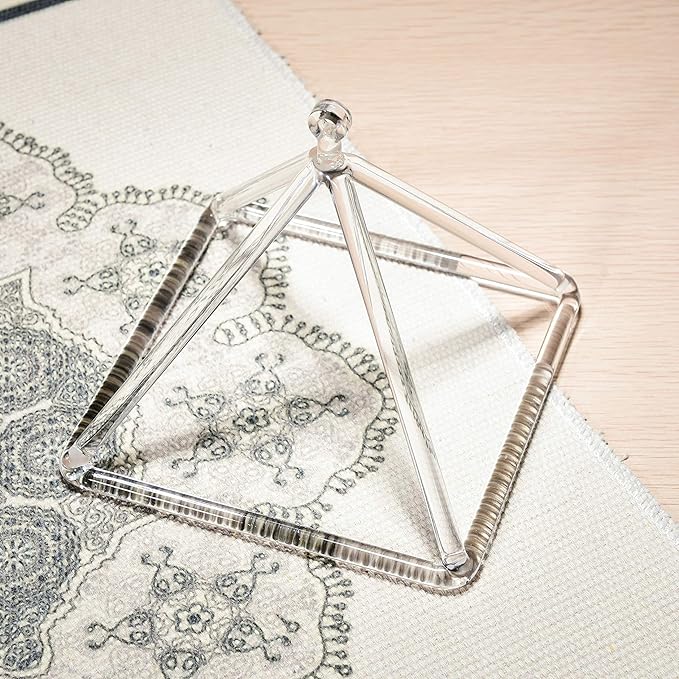 TOPFUND Clear Crystal Singing Pyramid 4 inch with Carrying Case and Quartz Suede Mallet
