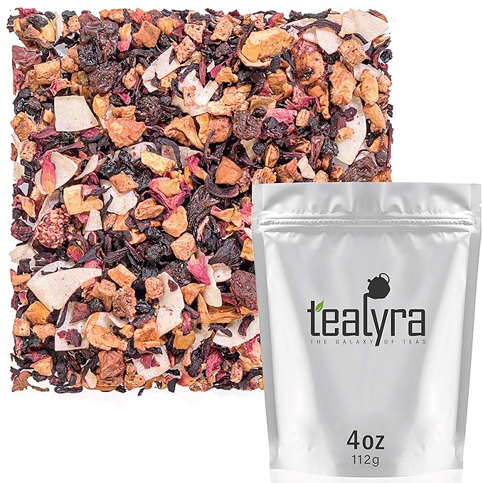 Tealyra - Sweet Berry Compote - Hibiscus - Cherry - Raspbery - Herbal Fruity Loose leaf Tea - Vitamins Rich - Hot and Iced - Caffeine-Free - 112g (4-ounce) - Bloomnest