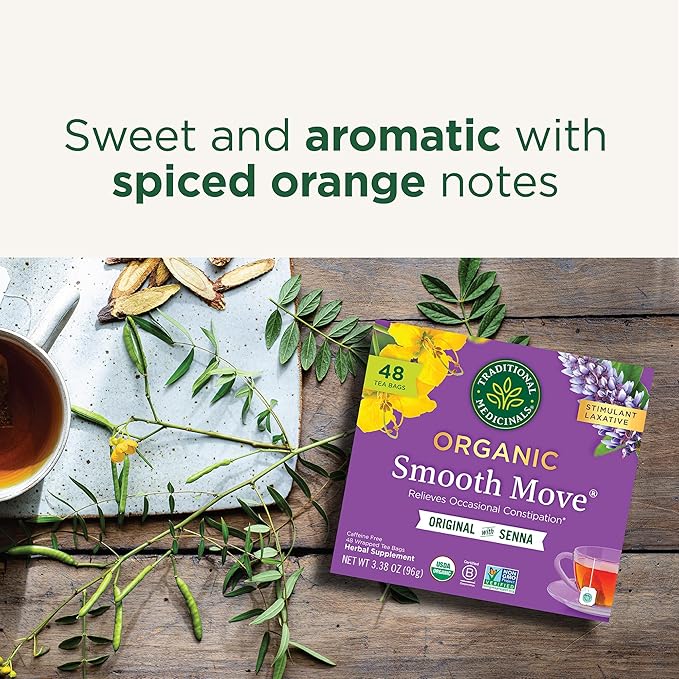 Traditional Medicinals Tea, Organic Smooth Move, Relieves Occasional Constipation, Senna - 48 Tea Bags - Bloomnest