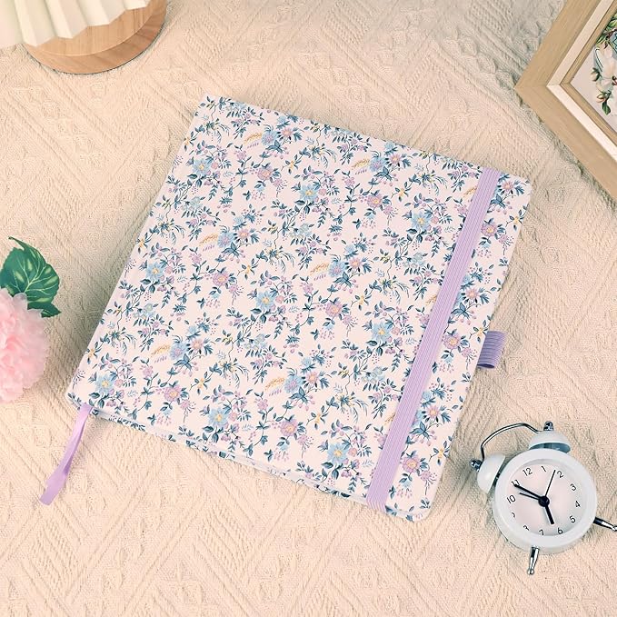 TIEFOSSI Dotted Journal Notebook, Dot Grid Notebook for Women Men, Fabric Flower Journal, 160 GSM Thick Paper, 160 Numbered Pages, 8 x 8 Square Diary - Bloomnest
